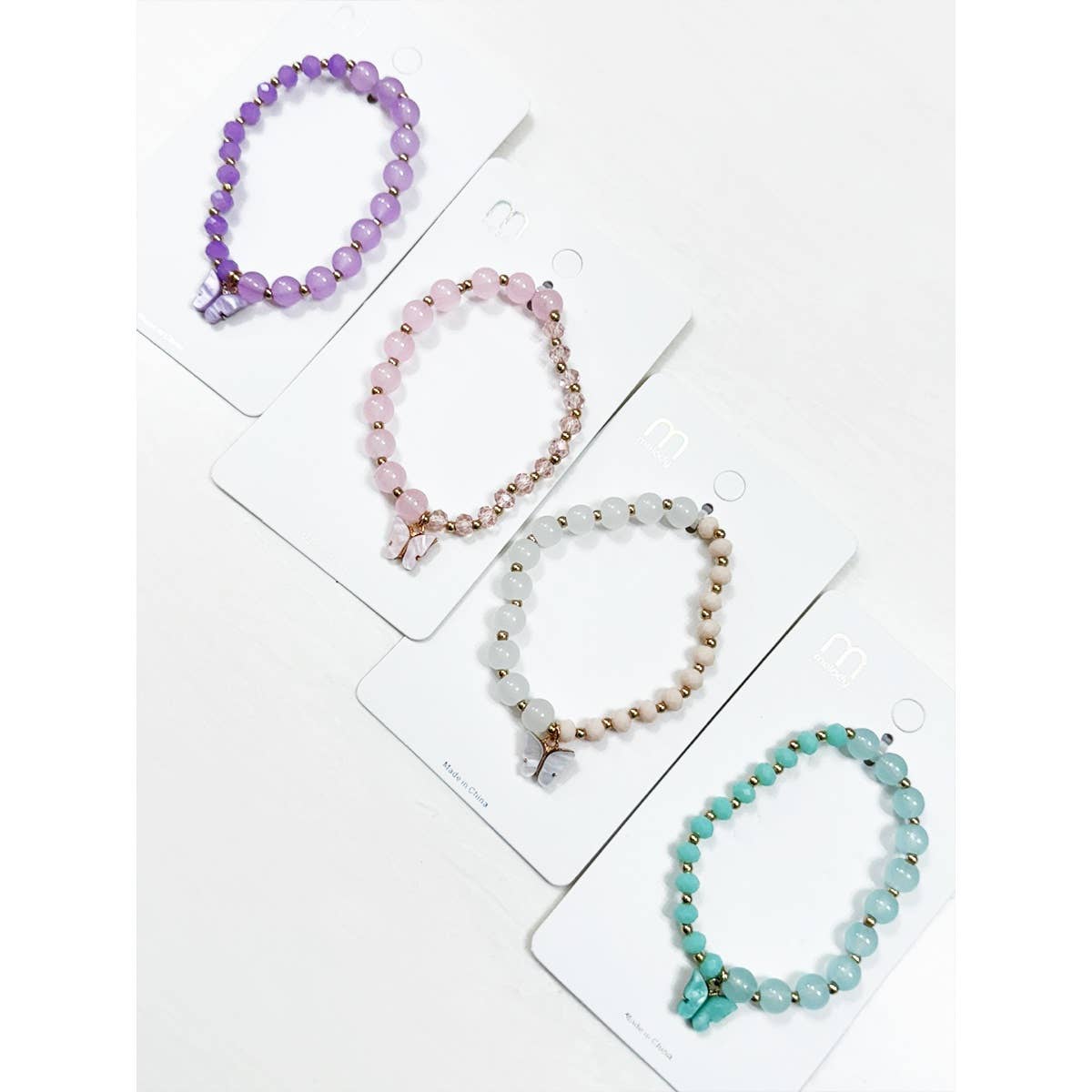 Love and Repeat - Butterfly Pendant Mix Bead Bracelet: MIX COLOR / ONE(12)