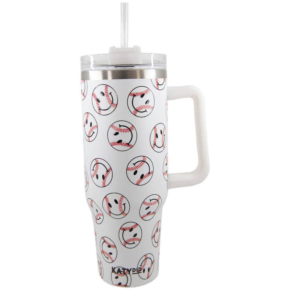 Katydid - Baseball Happy Faces Stainless Steel Tumbler Cup