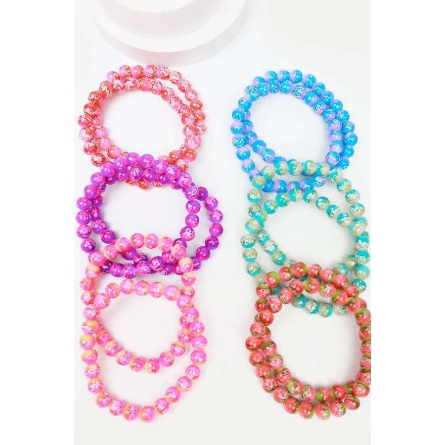 Love and Repeat - Marbled Beaded Stretch Glass Bracelets: MIX COLOR / ONE