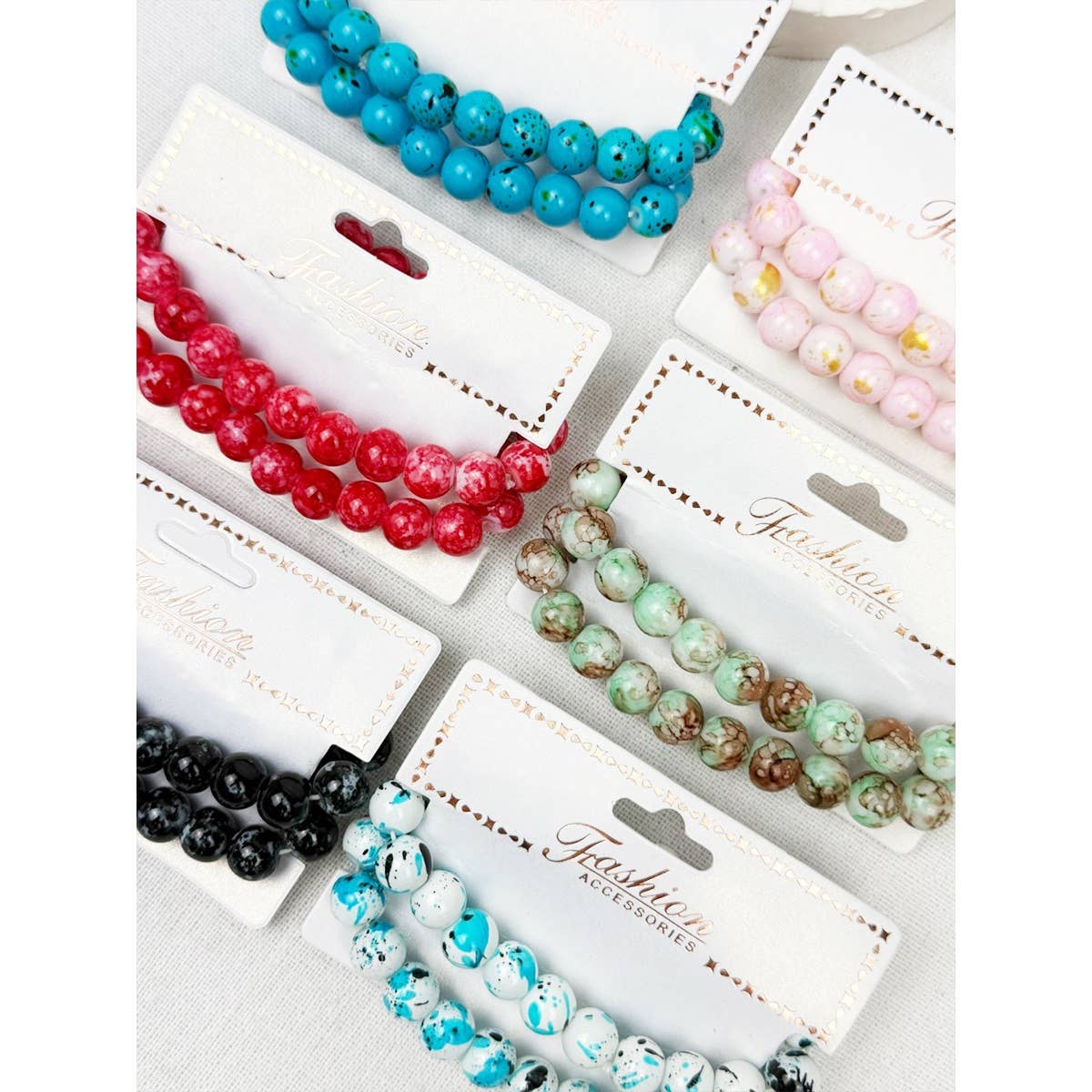 Love and Repeat - Multi Tone Beaded Stretch Glass Bracelets: MIX COLOR / ONE(12)
