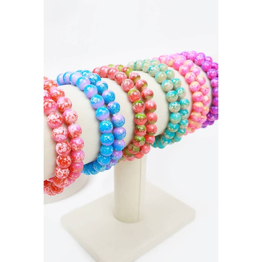 Love and Repeat - Marbled Beaded Stretch Glass Bracelets: MIX COLOR / ONE