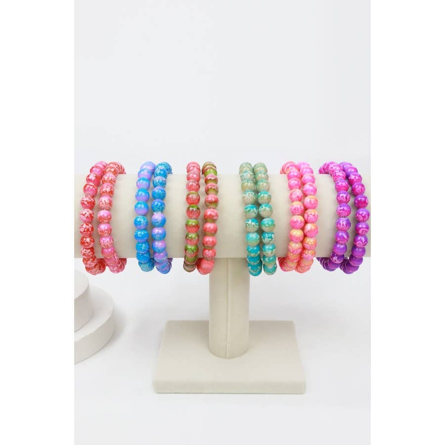 Love and Repeat - Marbled Beaded Stretch Glass Bracelets: MIX COLOR / ONE