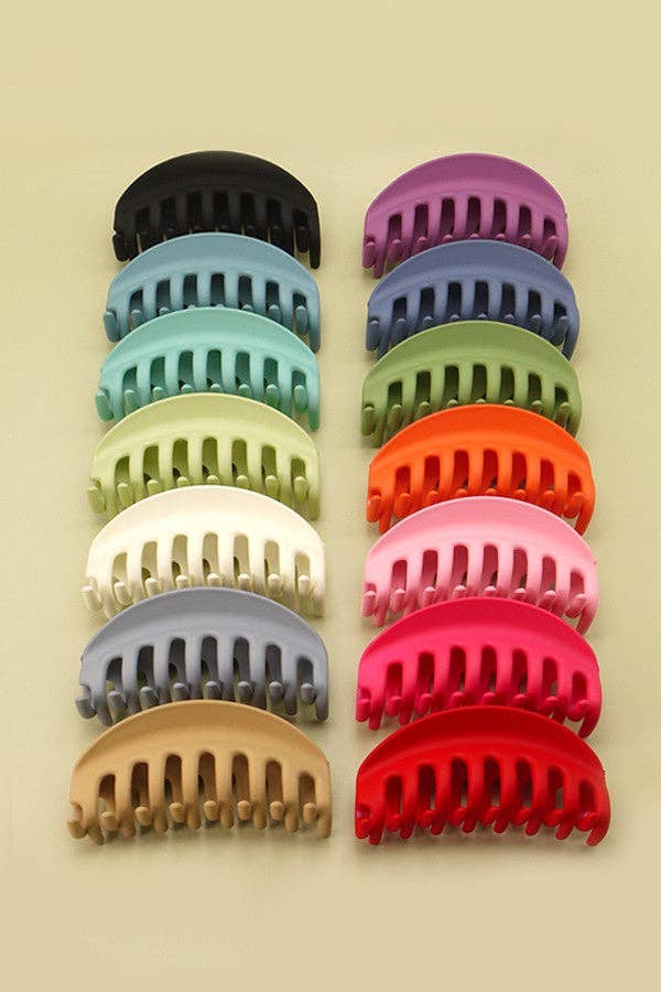 JOSSLYN by wall to wall - MATTE OVER SIZED HALF MOON HAIR CLAW CLIPS | 40H436: HOT PINK