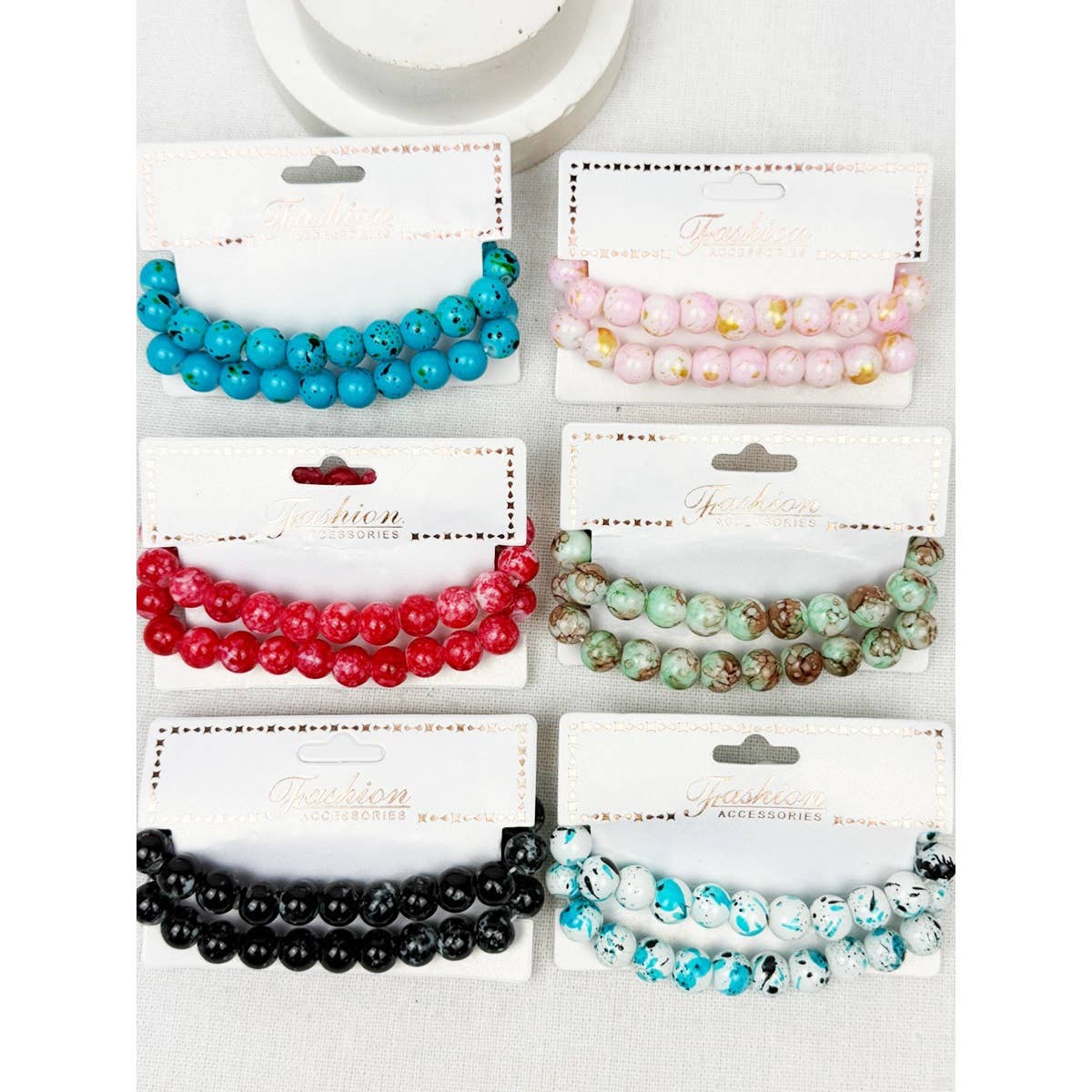 Love and Repeat - Multi Tone Beaded Stretch Glass Bracelets: MIX COLOR / ONE(12)