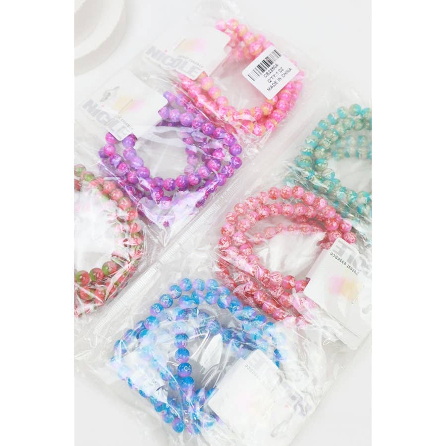 Love and Repeat - Marbled Beaded Stretch Glass Bracelets: MIX COLOR / ONE