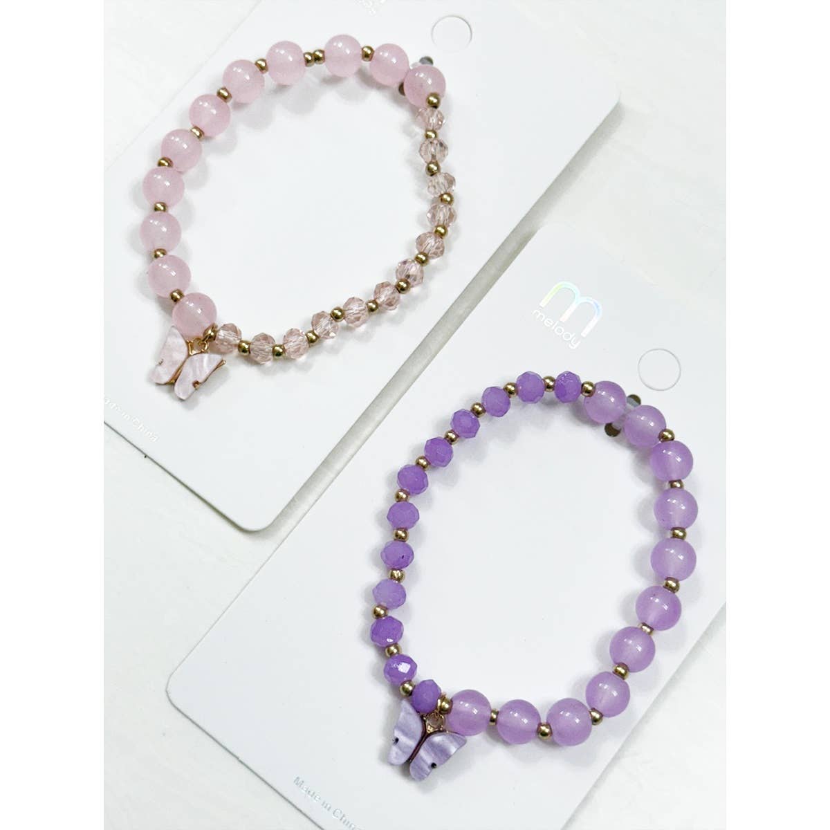 Love and Repeat - Butterfly Pendant Mix Bead Bracelet: MIX COLOR / ONE(12)