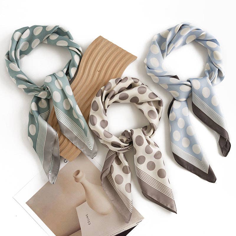 Funkyrel® Atzbranding Limited - Scarvii - Classic Polka Dot Square Scarf: BEIGE / 70*70cm