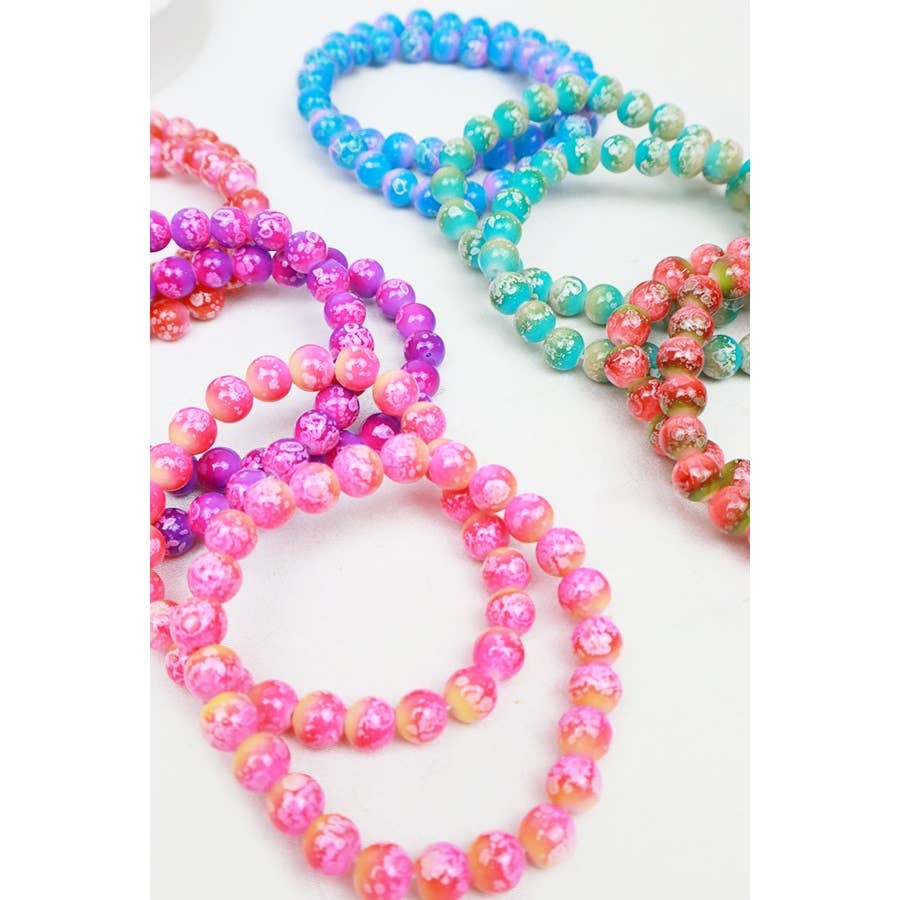Love and Repeat - Marbled Beaded Stretch Glass Bracelets: MIX COLOR / ONE