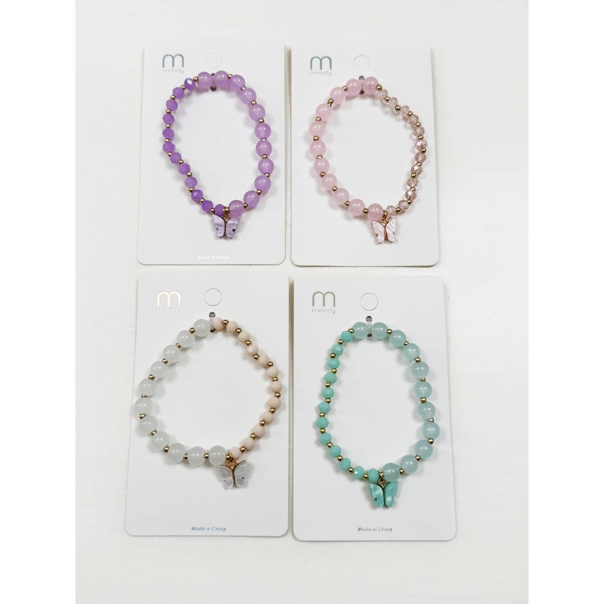 Love and Repeat - Butterfly Pendant Mix Bead Bracelet: MIX COLOR / ONE(12)