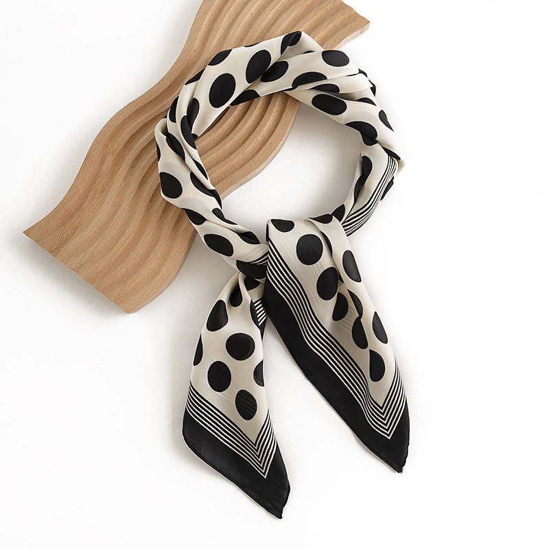 Funkyrel® Atzbranding Limited - Scarvii - Classic Polka Dot Square Scarf: BEIGE / 70*70cm