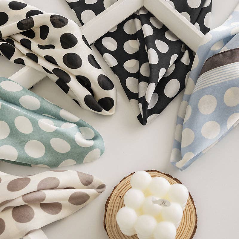Funkyrel® Atzbranding Limited - Scarvii - Classic Polka Dot Square Scarf: BEIGE / 70*70cm