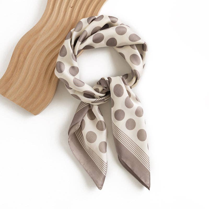 Funkyrel® Atzbranding Limited - Scarvii - Classic Polka Dot Square Scarf: BEIGE / 70*70cm
