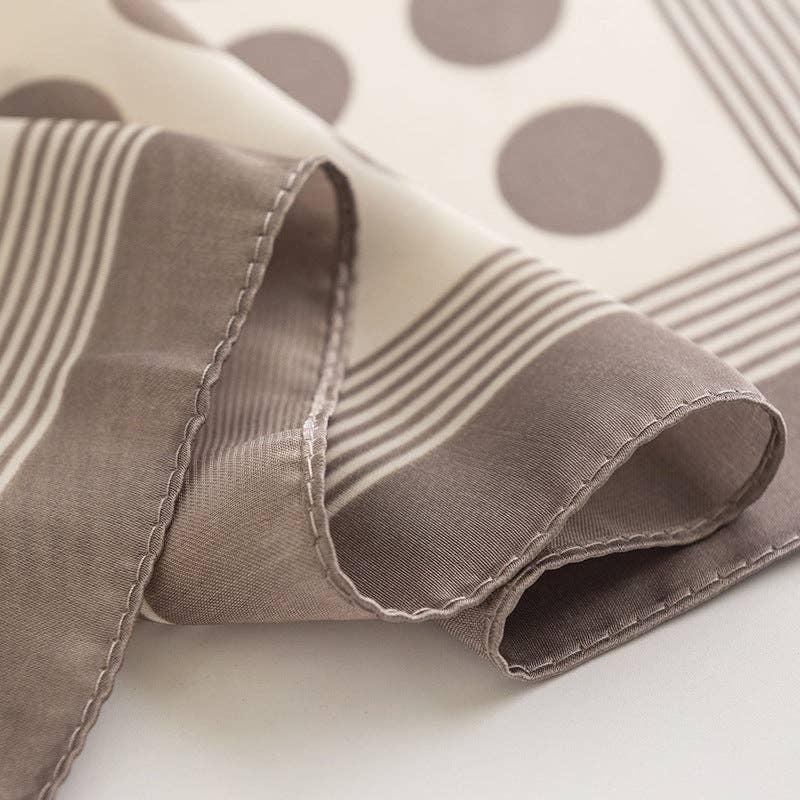 Funkyrel® Atzbranding Limited - Scarvii - Classic Polka Dot Square Scarf: BEIGE / 70*70cm