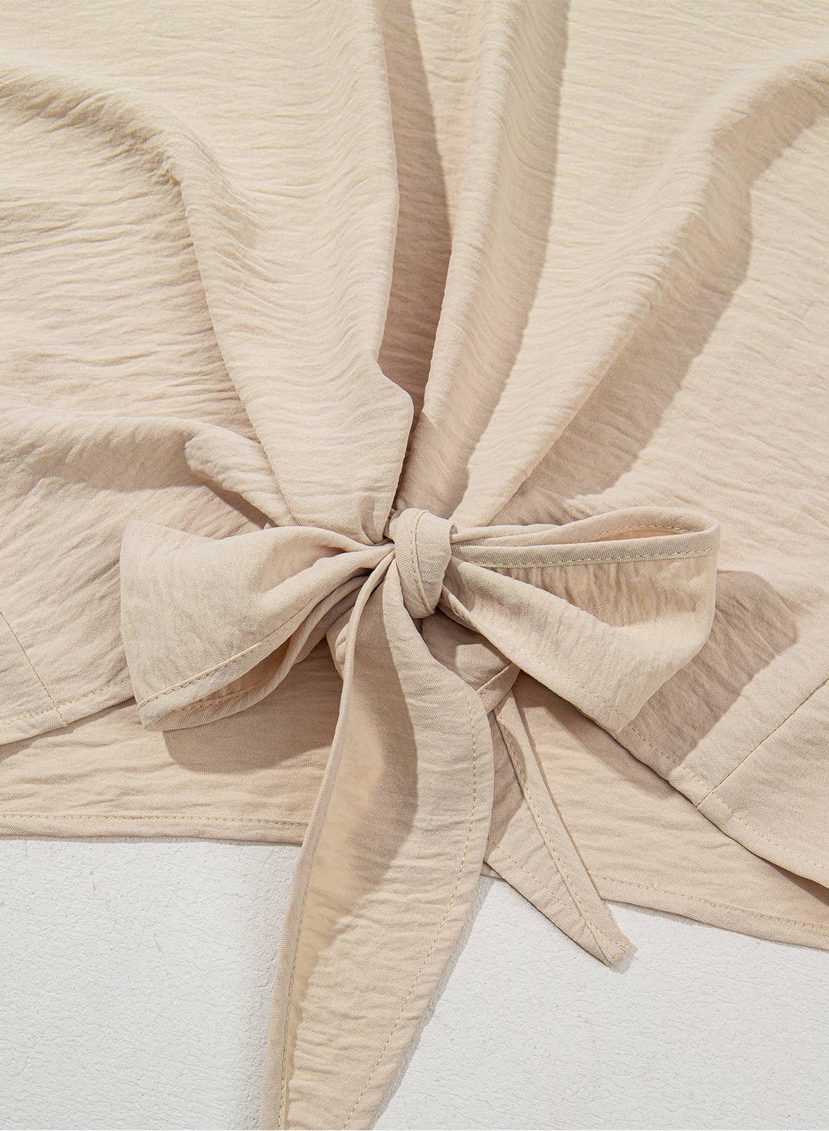 fashionworks - Fashion-W Solid Color Knot Front Crinkled Blouse: As shown / Missy / XL