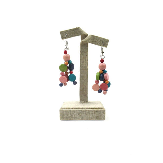 Katie and Company - Coloree brightly colored wood bead earrings