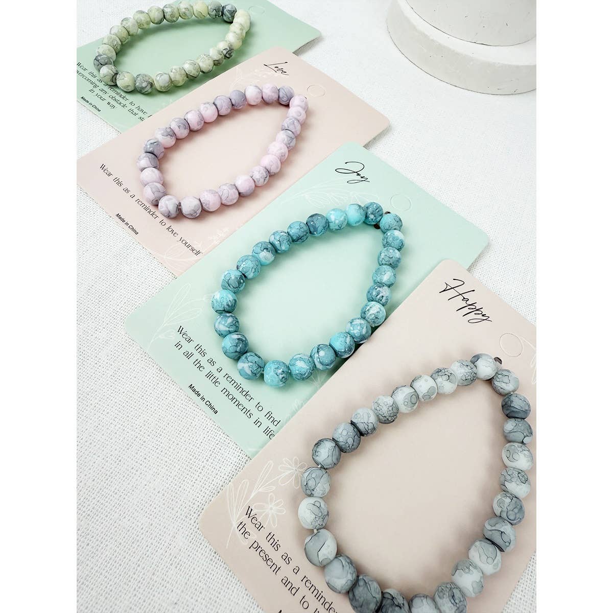 Love and Repeat - Inspirational Card with Elegant Stone Bracelet: MIX COLOR / ONE(12)