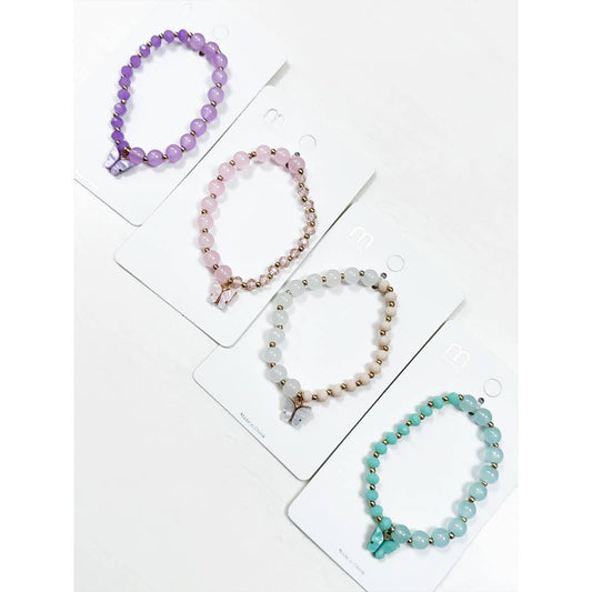 Love and Repeat - Butterfly Pendant Mix Bead Bracelet: MIX COLOR / ONE(12)