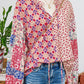 fashionworks - Fashion-W Western Mix Floral Long Sleeve Tied V Neck Blouse: As shown / Missy / M