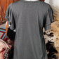 fashionworks - Fashion Western Layered Ruffle Short Sleeve Round Neck Top: Black / Missy / M