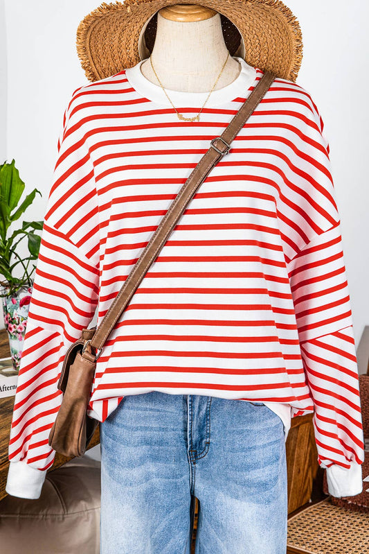 fashionworks - Fashion-W Fall Drop Shoulder Crew Neck Loose Sweatshirt: Orange / Missy / L