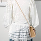 fashionworks - Lace Crochet Hollowed Scallop Hem V Neck Blouse: White / M