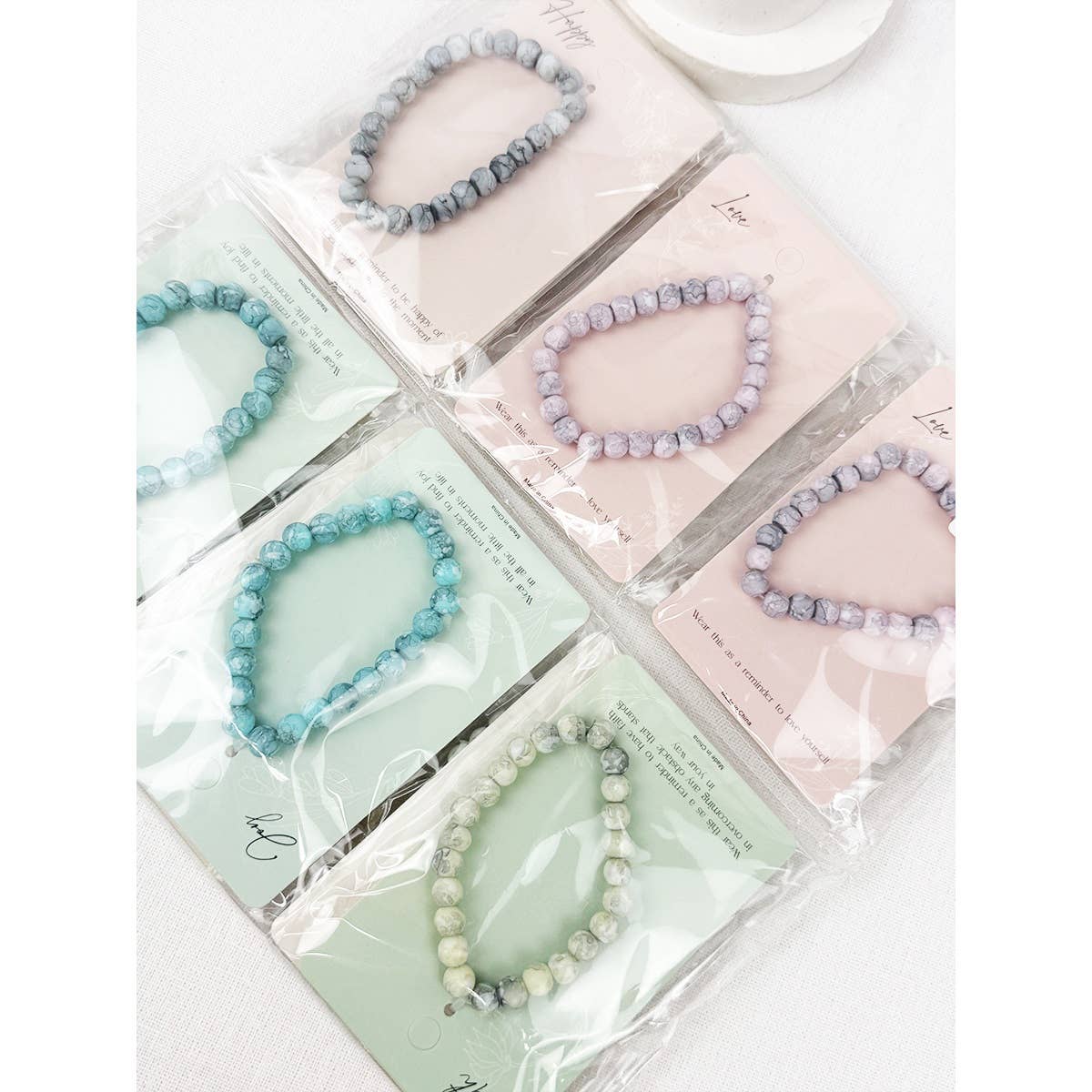 Love and Repeat - Inspirational Card with Elegant Stone Bracelet: MIX COLOR / ONE(12)