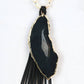 Southern Grace - Hickory Natural Stone Necklace with Pearl Beading & Leather Tassel: Black / One Size