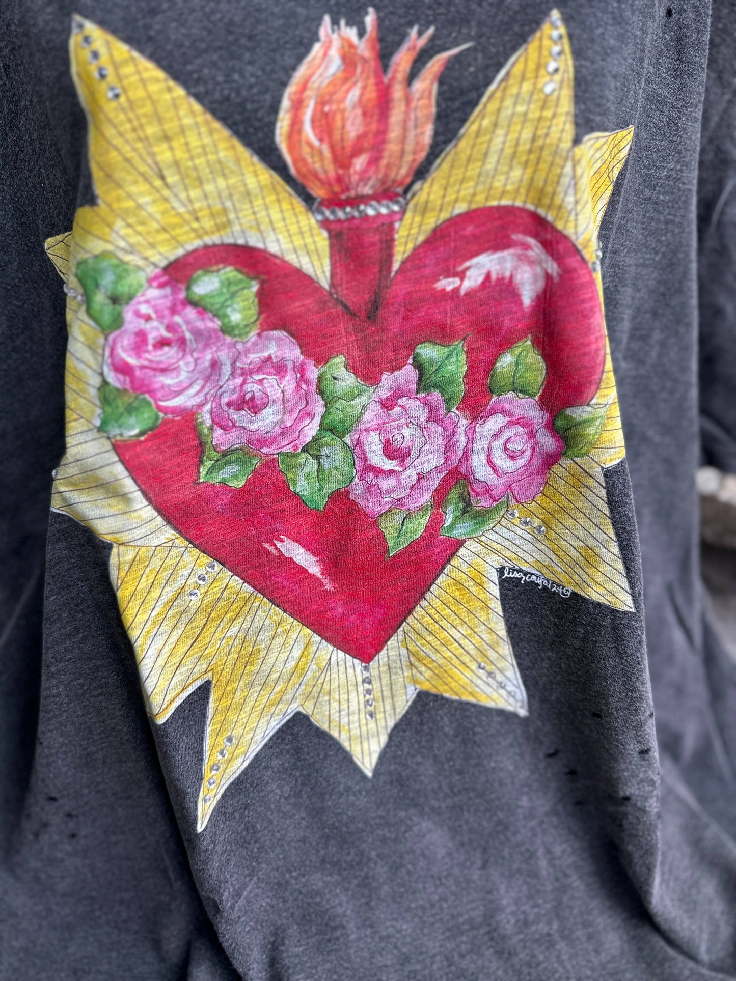 A Rare Bird Shop - Blazing Heart 3/4 Sleeve shirt: Lxl