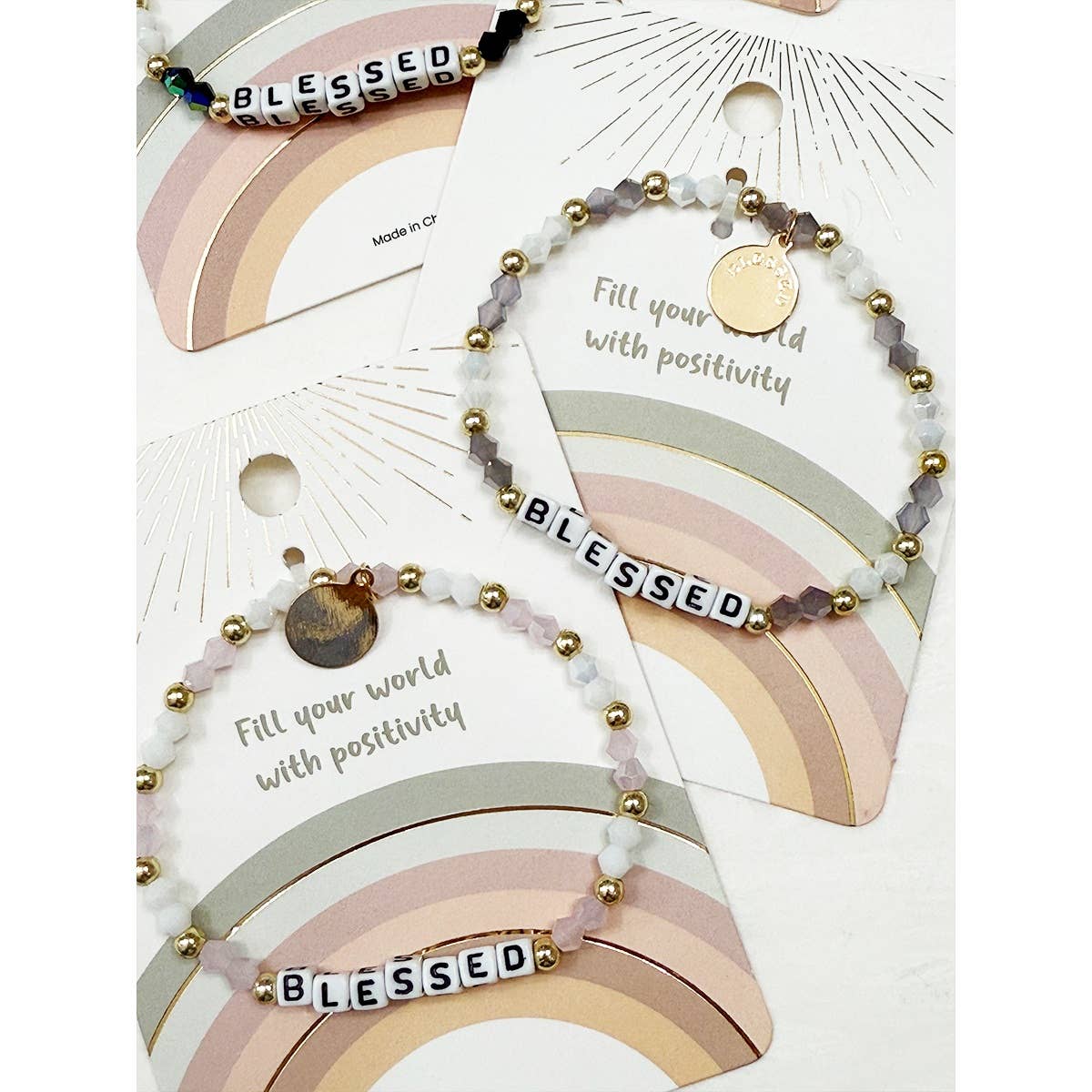 Love and Repeat - Mix Beads BLESSED Inpirational Bracelet: MIX COLOR / ONE(12)