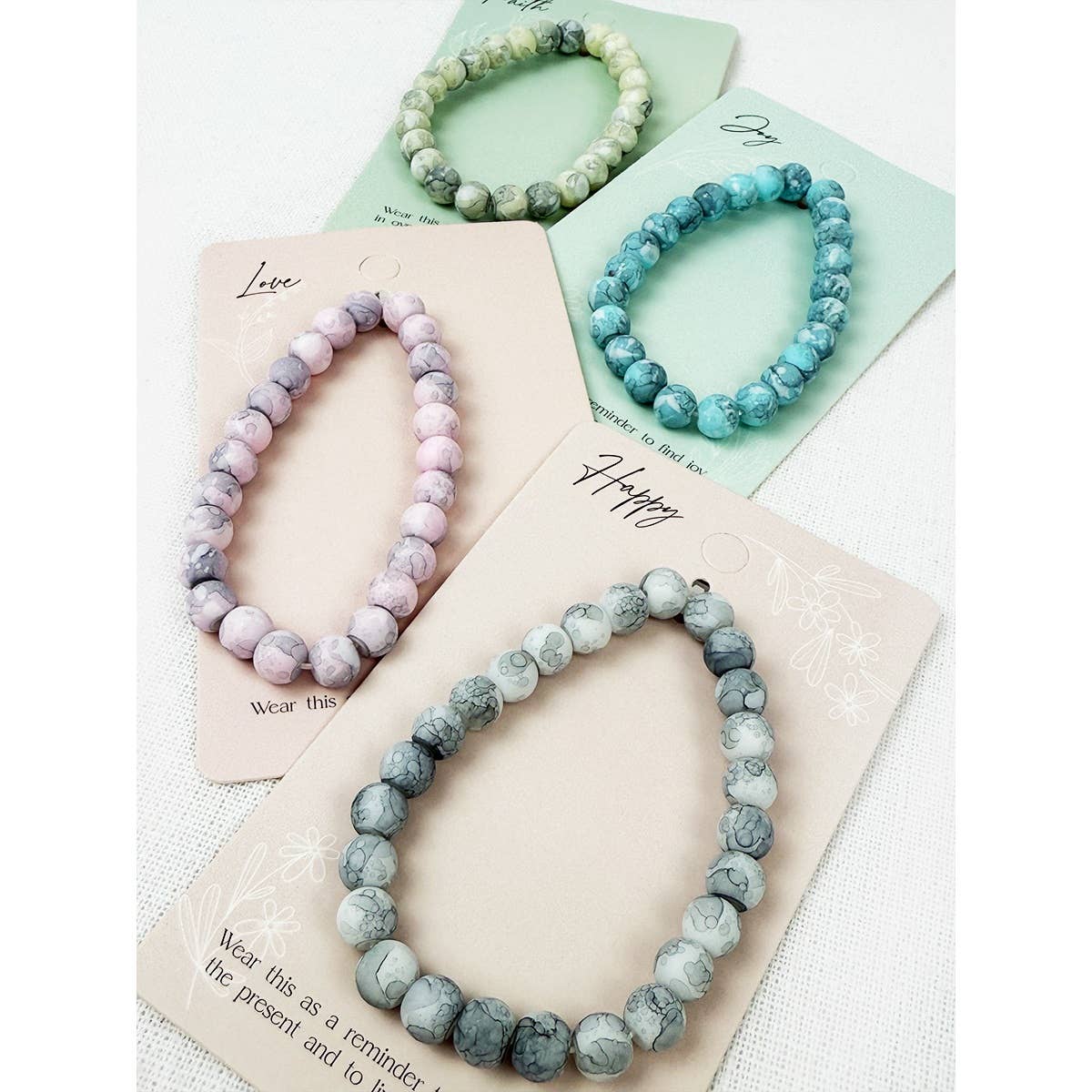 Love and Repeat - Inspirational Card with Elegant Stone Bracelet: MIX COLOR / ONE(12)