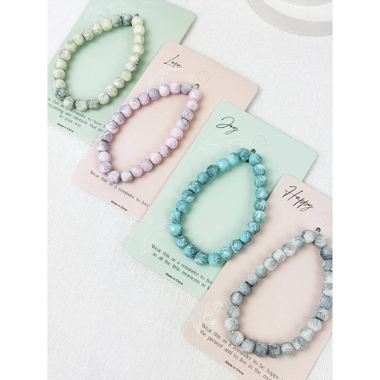 Love and Repeat - Inspirational Card with Elegant Stone Bracelet: MIX COLOR / ONE(12)