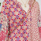 fashionworks - Fashion-W Western Mix Floral Long Sleeve Tied V Neck Blouse: As shown / Missy / M