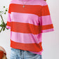 fashionworks - Colorblock Striped Knitted T shirt: Bright Pink / S