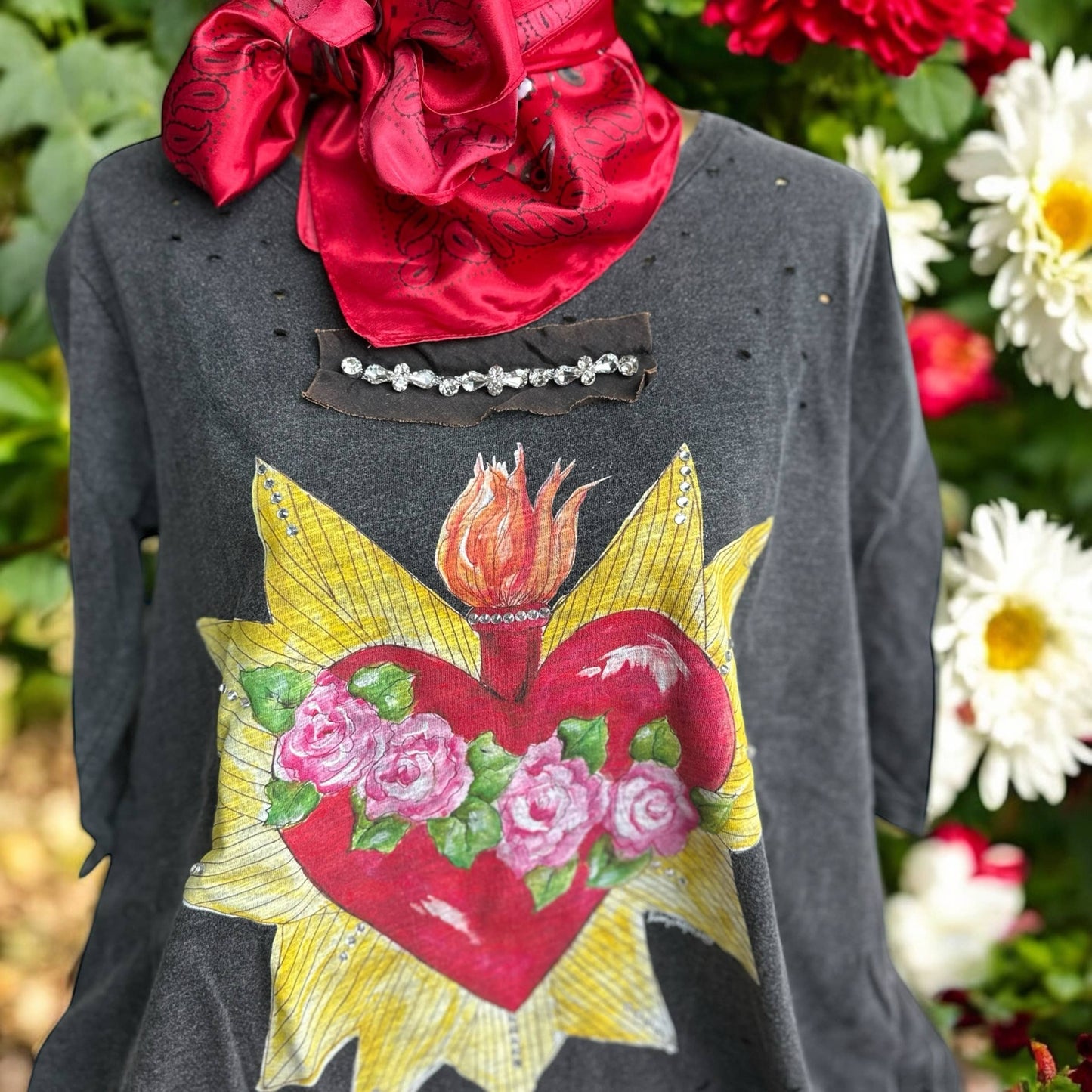 A Rare Bird Shop - Blazing Heart 3/4 Sleeve shirt: Lxl