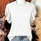 fashionworks - Fashion Western Layered Ruffle Short Sleeve Round Neck Top: Black / Missy / M