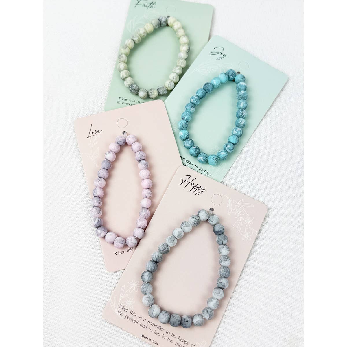 Love and Repeat - Inspirational Card with Elegant Stone Bracelet: MIX COLOR / ONE(12)