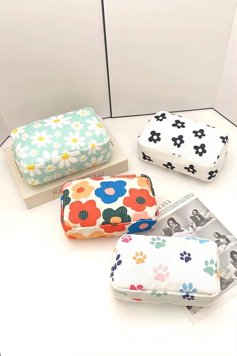 42POPS - ',_.SI-26465 Pattern Design Travel Cosmetic Makeup Bag: BLACK FLOWER-169439 / OS