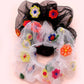 JOSSLYN by wall to wall - FLOWER EMBROIDERY SCRUNCHIES | 40S721: Black