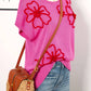 fashionworks - Fashion-W Flower Embroidery Short Sleeve Knitwear Top: As shown / Missy / L