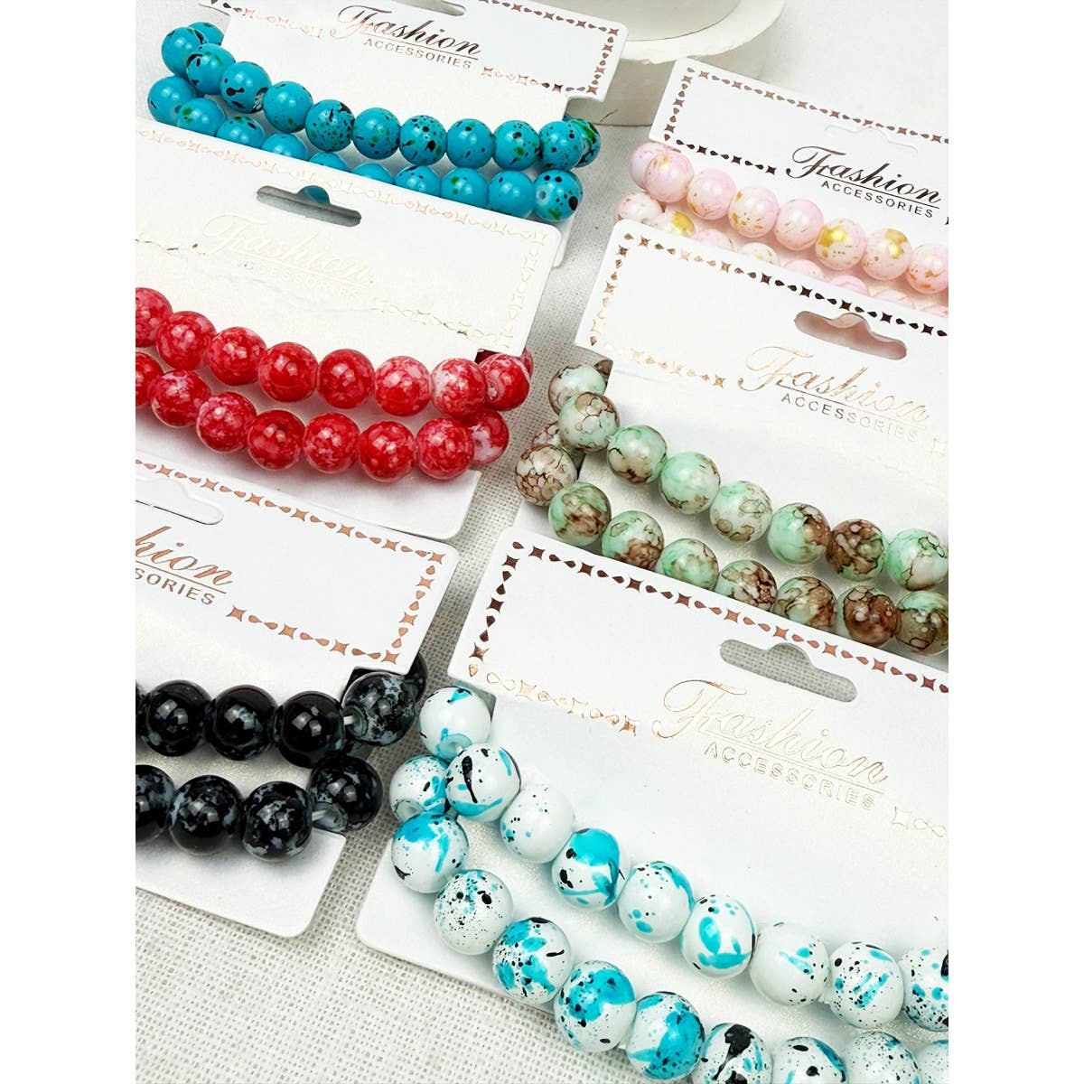 Love and Repeat - Multi Tone Beaded Stretch Glass Bracelets: MIX COLOR / ONE(12)