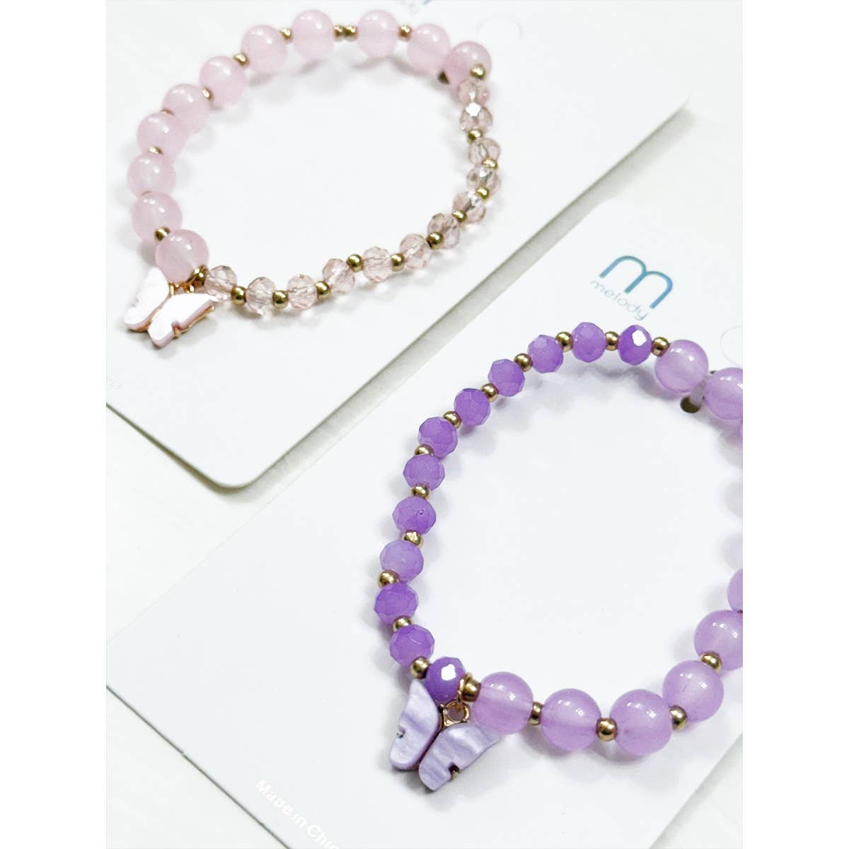 Love and Repeat - Butterfly Pendant Mix Bead Bracelet: MIX COLOR / ONE(12)