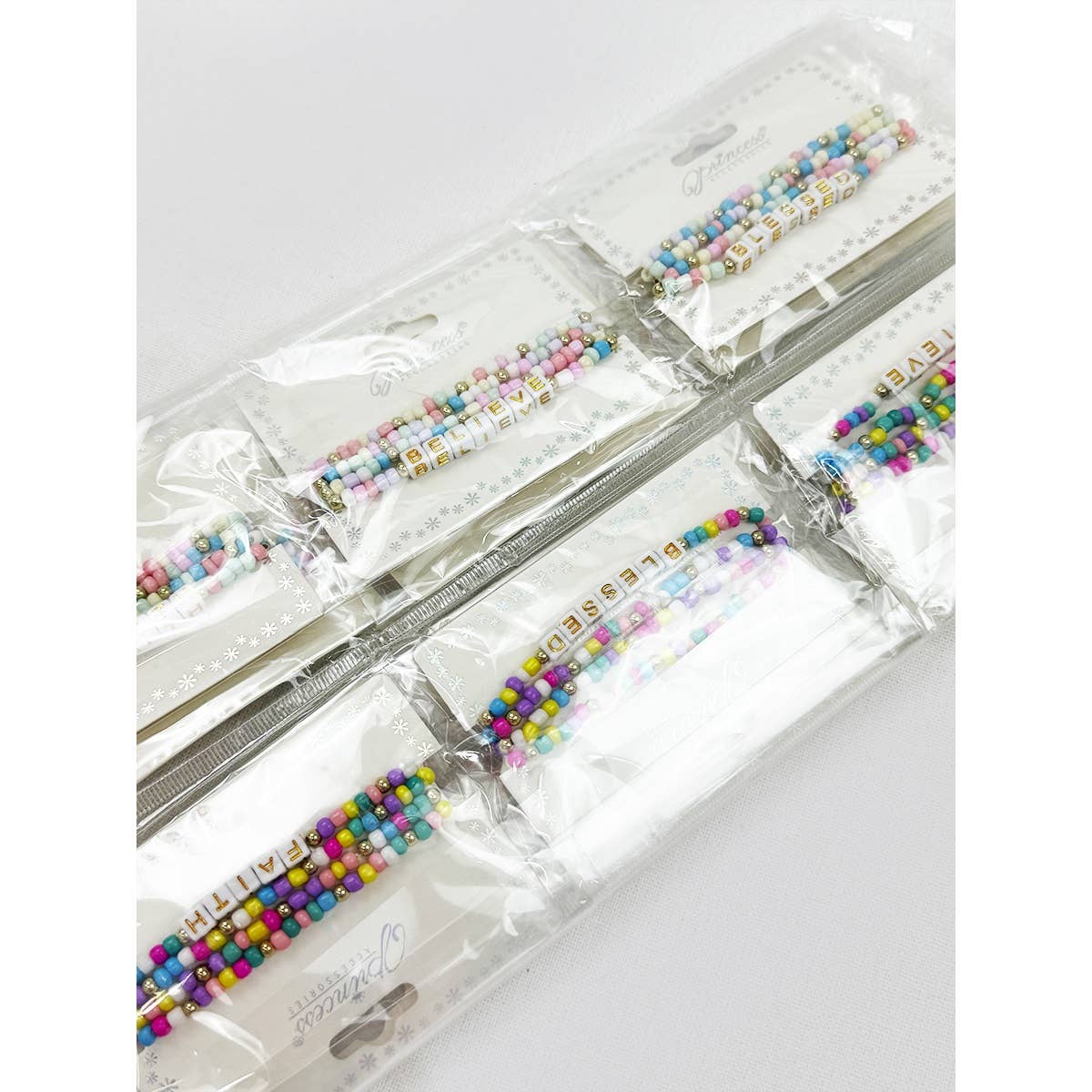 Love and Repeat - BELIEVE and BLESSED layered Stretch Bracelets: MIX COLOR / ONE(12)