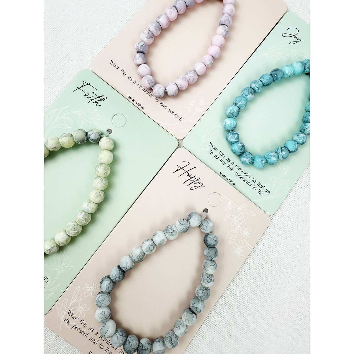 Love and Repeat - Inspirational Card with Elegant Stone Bracelet: MIX COLOR / ONE(12)