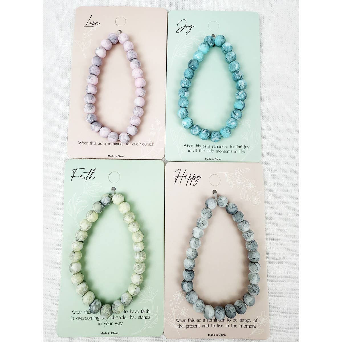 Love and Repeat - Inspirational Card with Elegant Stone Bracelet: MIX COLOR / ONE(12)