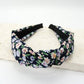 JOSSLYN by wall to wall - FLOWER PRINT KNOTTED HAIR BAND | 40HB243: BLACK