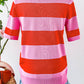 fashionworks - Colorblock Striped Knitted T shirt: Bright Pink / M