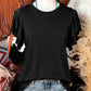fashionworks - Fashion Western Layered Ruffle Short Sleeve Round Neck Top: Black / Missy / M