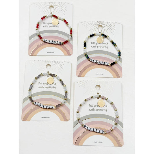 Love and Repeat - Mix Beads BLESSED Inpirational Bracelet: MIX COLOR / ONE(12)