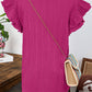 fashionworks - Fashion-W Textured Ruffled Sleeve V Neck Top: Rose / Missy / XL