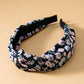JOSSLYN by wall to wall - FLOWER PRINT KNOTTED HAIR BAND | 40HB243: BLACK